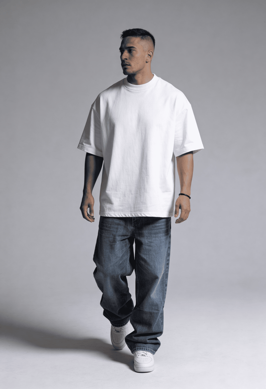 Plain - T-Shirt - White - Oversized