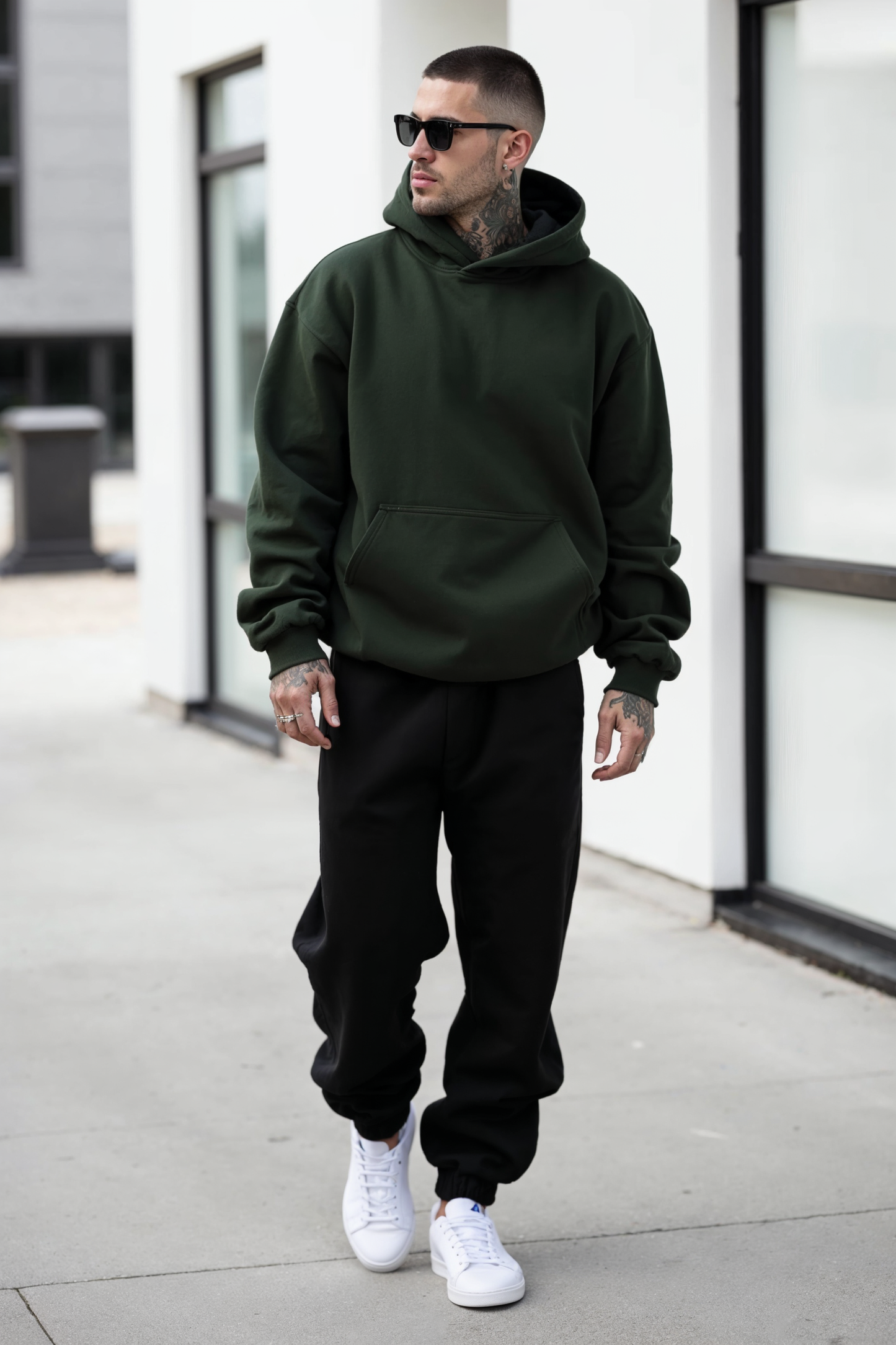 Dark Green + Black - Hoodie And Sweatpants - Co-ord Set Strong Soul Shirts & Tops