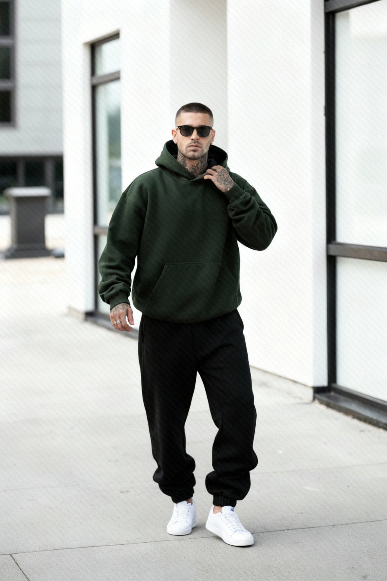 Dark Green + Black - Hoodie And Sweatpants - Co-ord Set Strong Soul Shirts & Tops