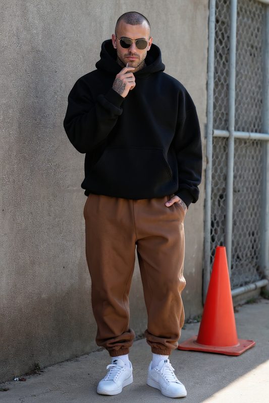 Black + Brown - Hoodie And Sweatpants - Co-ord Set