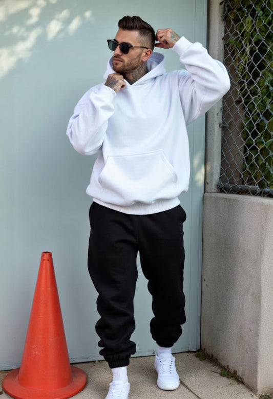 White + Black - Hoodie And Sweatpants - Co-ord Set