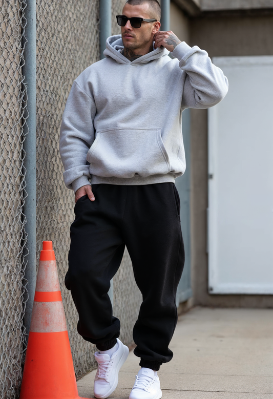 Grey + Black - Hoodie And Sweatpants - Co-ord Set