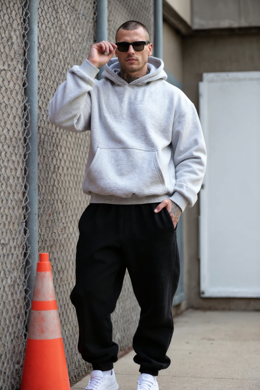 Grey + Black - Hoodie And Sweatpants - Co-ord Set