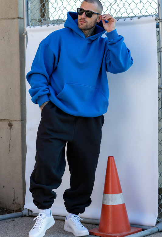 Blue + Black - Hoodie And Sweatpants - Co-ord Set