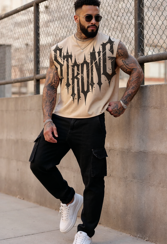 Beige - T104 - Super Strong - Crop Cut-Offs