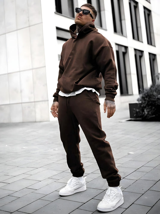 Brown - Hoodie And Sweatpants - Co-ord Set