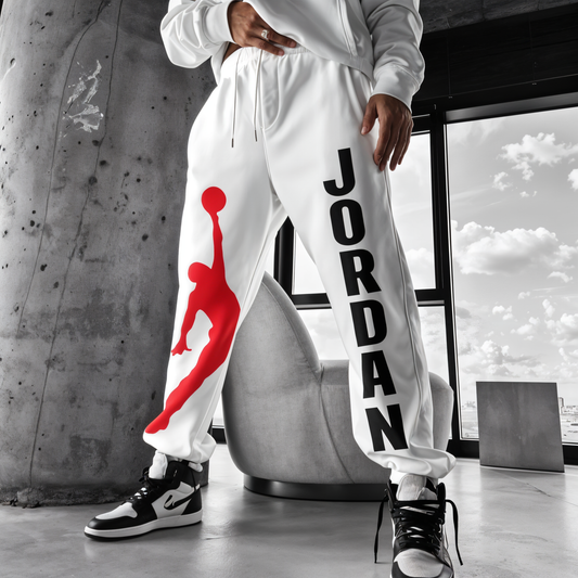 Front Jordan - Sweatpants - White Cotton Fleece 104