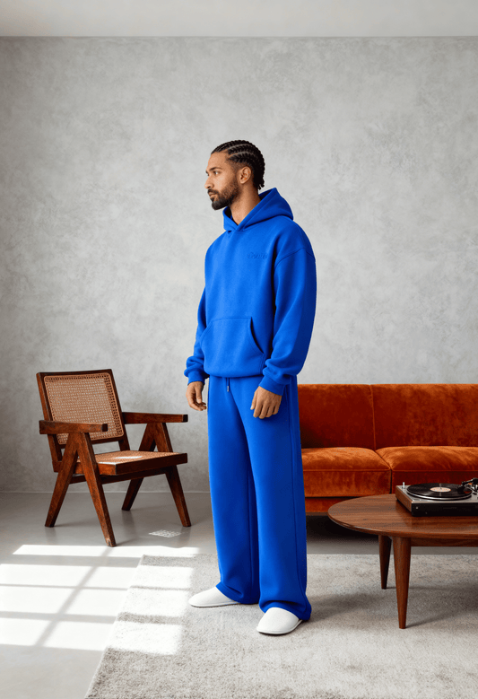 Royal Blue - Flat Pants + Hoodie Co-ord