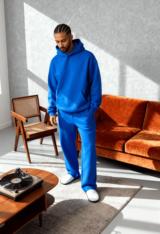 Royal Blue - Flat Pants + Hoodie Co-ord