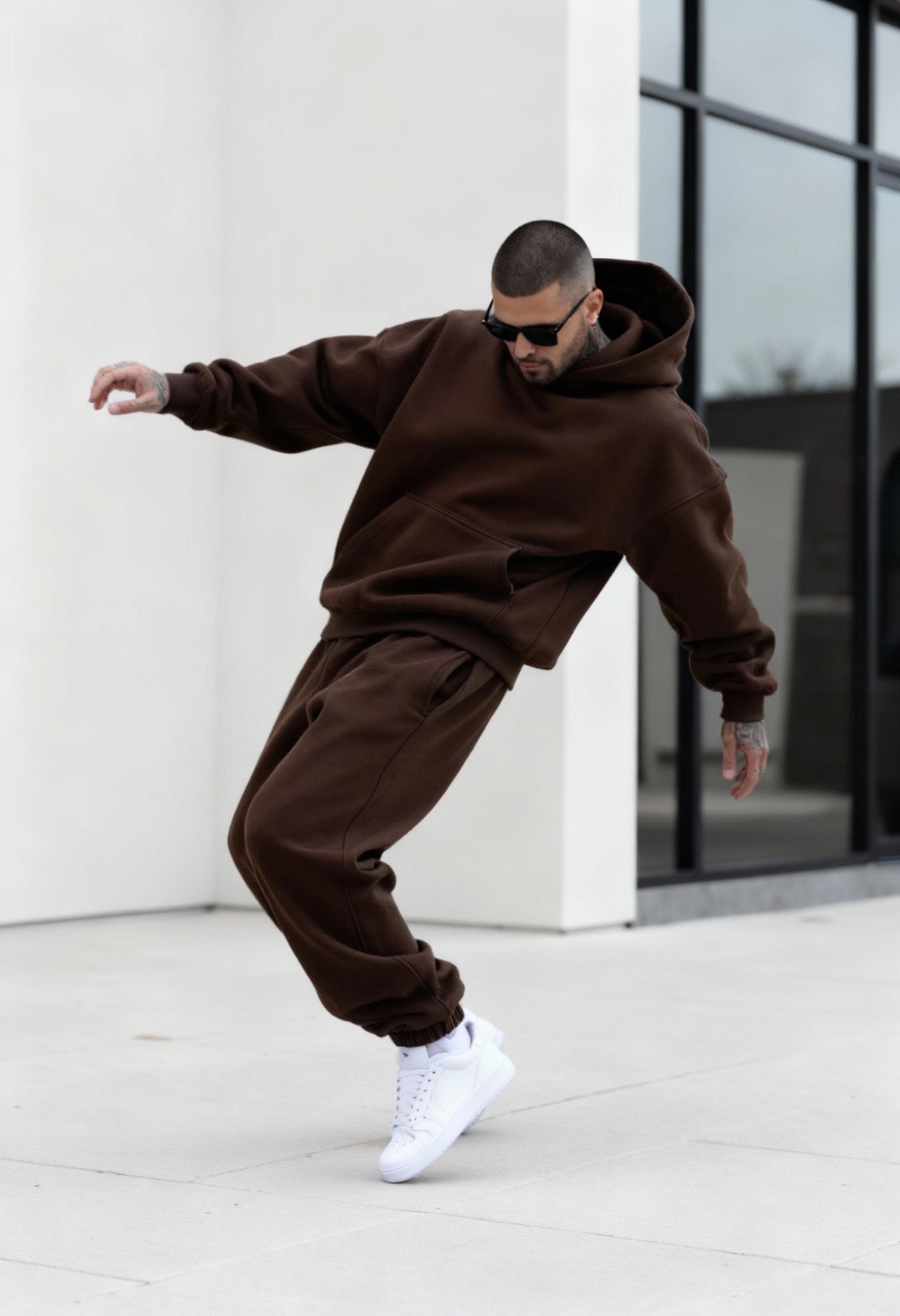 Brown - Hoodie And Sweatpants - Co-ord Set