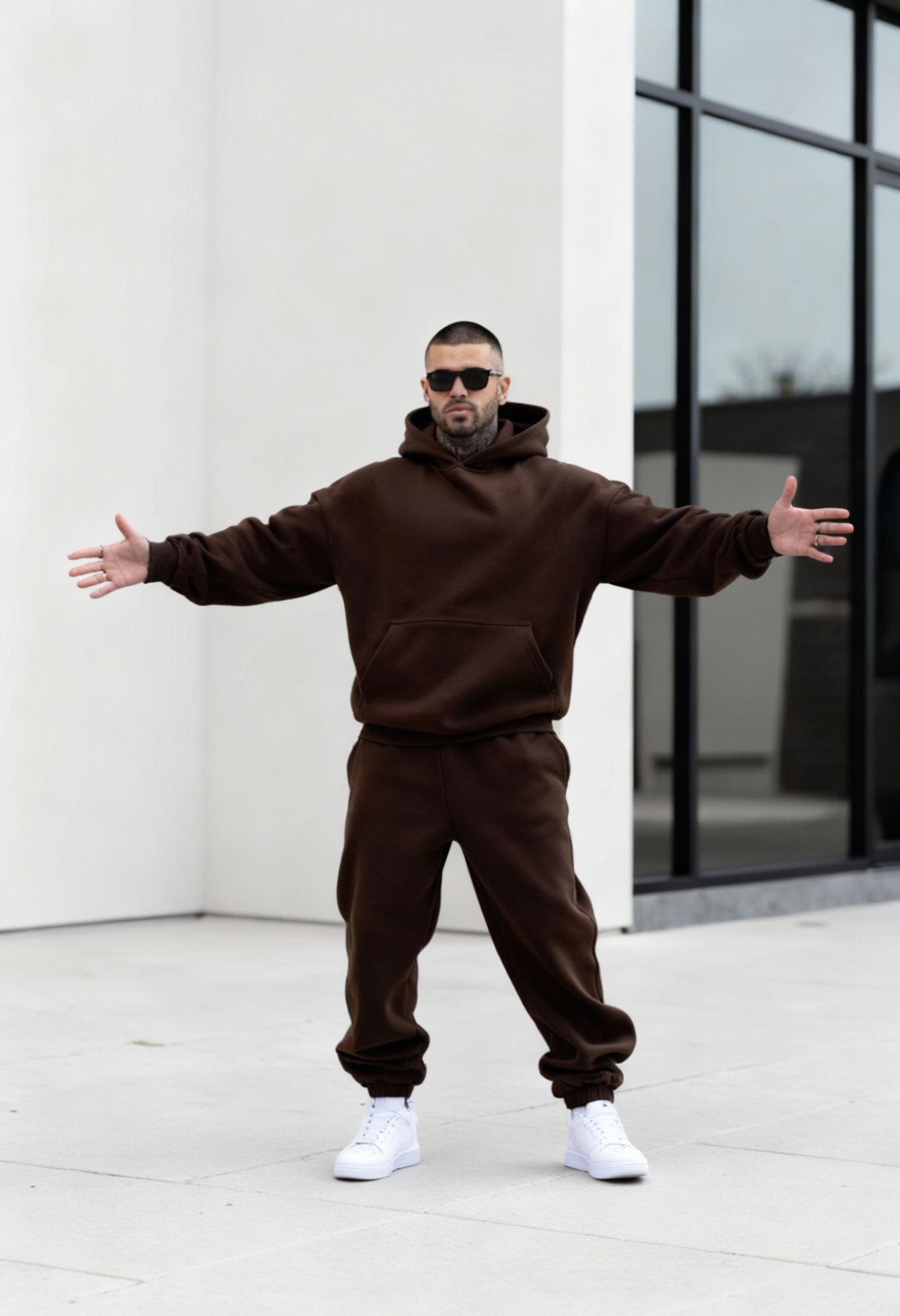 Brown - Hoodie And Sweatpants - Co-ord Set