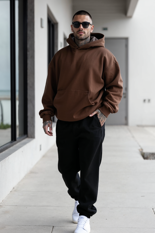 Brown + Black - Hoodie And Sweatpants - Co-ord Set Strong Soul Shirts & Tops