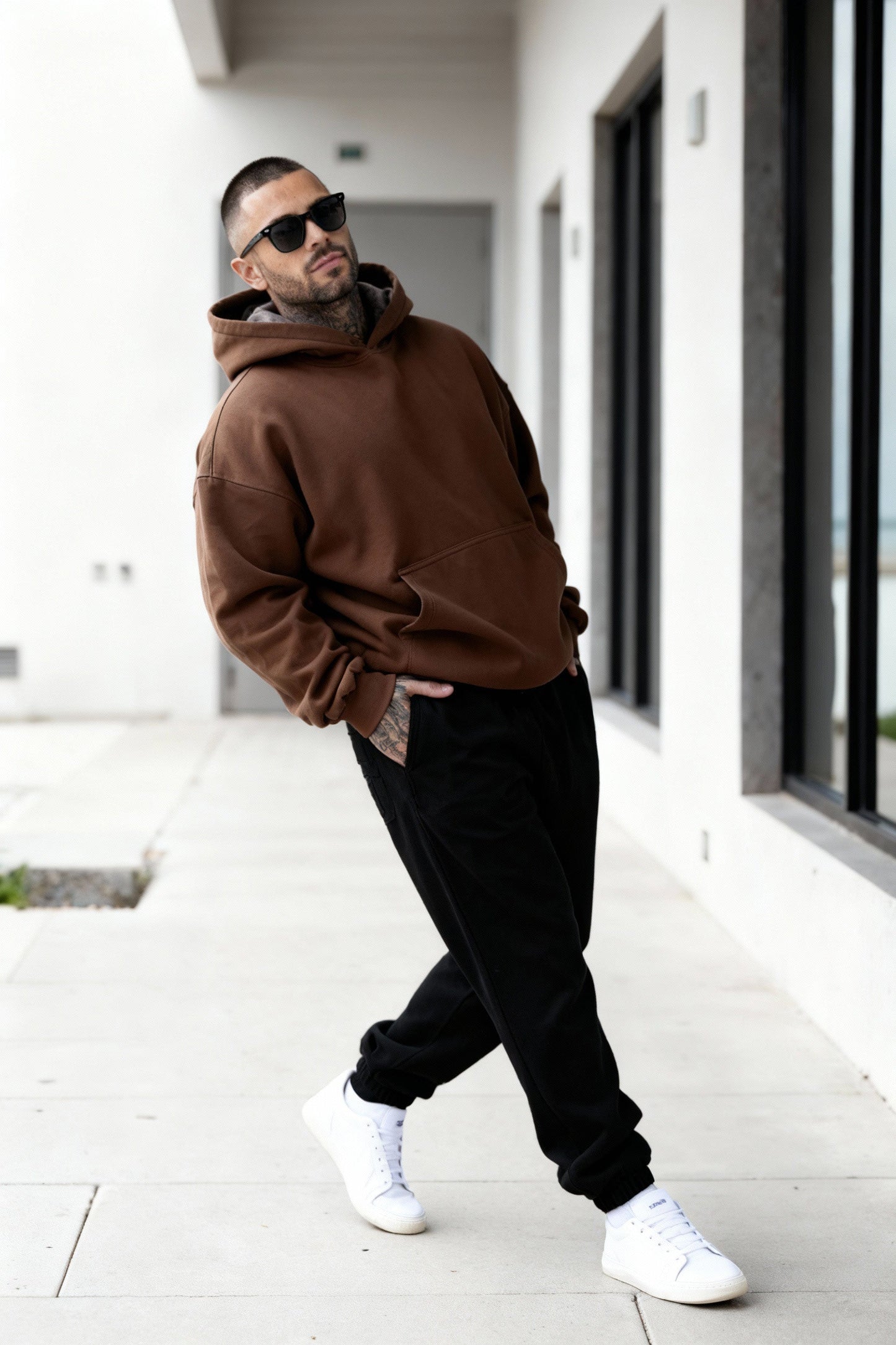 Brown + Black - Hoodie And Sweatpants - Co-ord Set Strong Soul Shirts & Tops