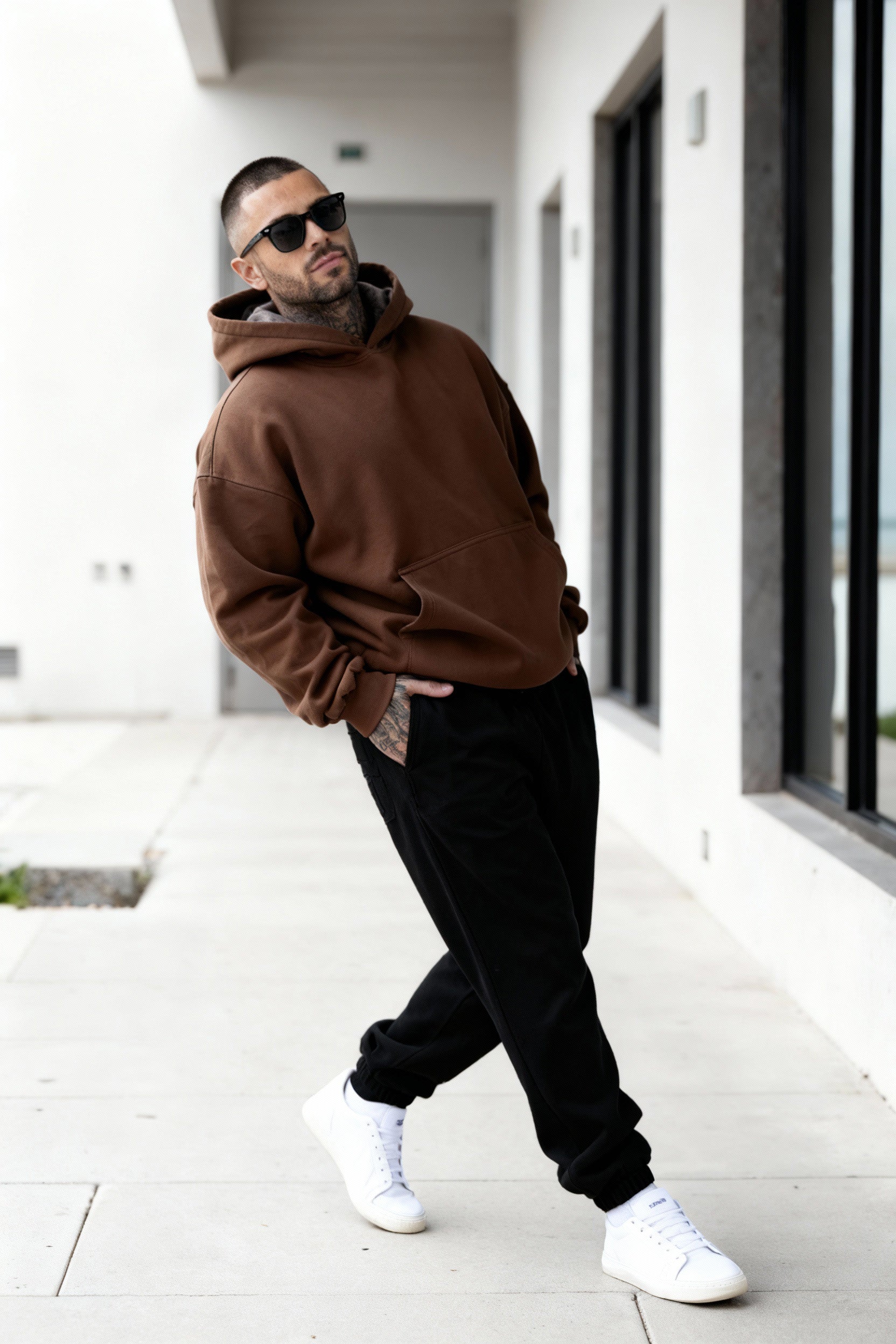 Brown + Black - Hoodie And Sweatpants - Co-ord Set Strong Soul Shirts & Tops