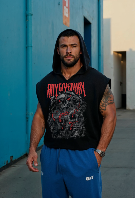 Black - T108 - Gym in my head - Gym Cut Offs Hoodie Strong Soul Tanks