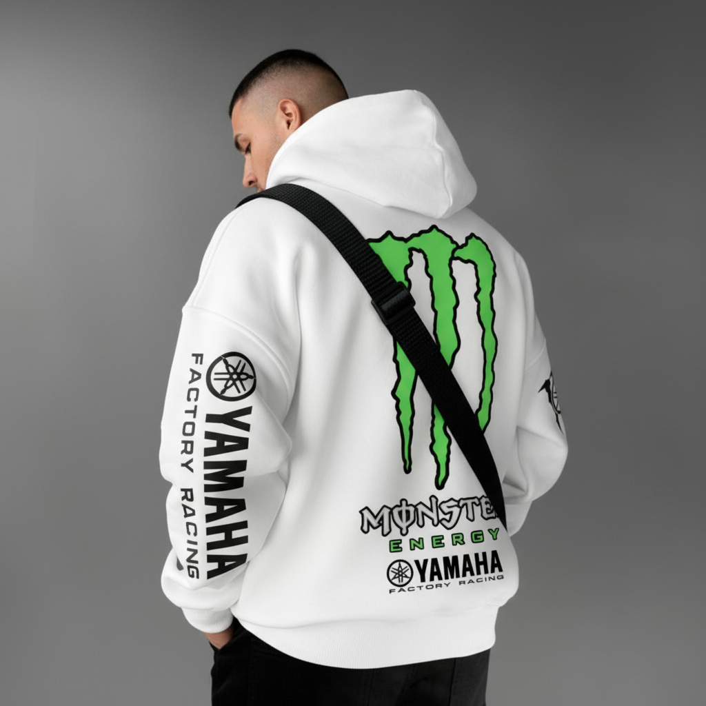 Racing Hoodie - White Fan Art - Oversized Hoody 400 GSM