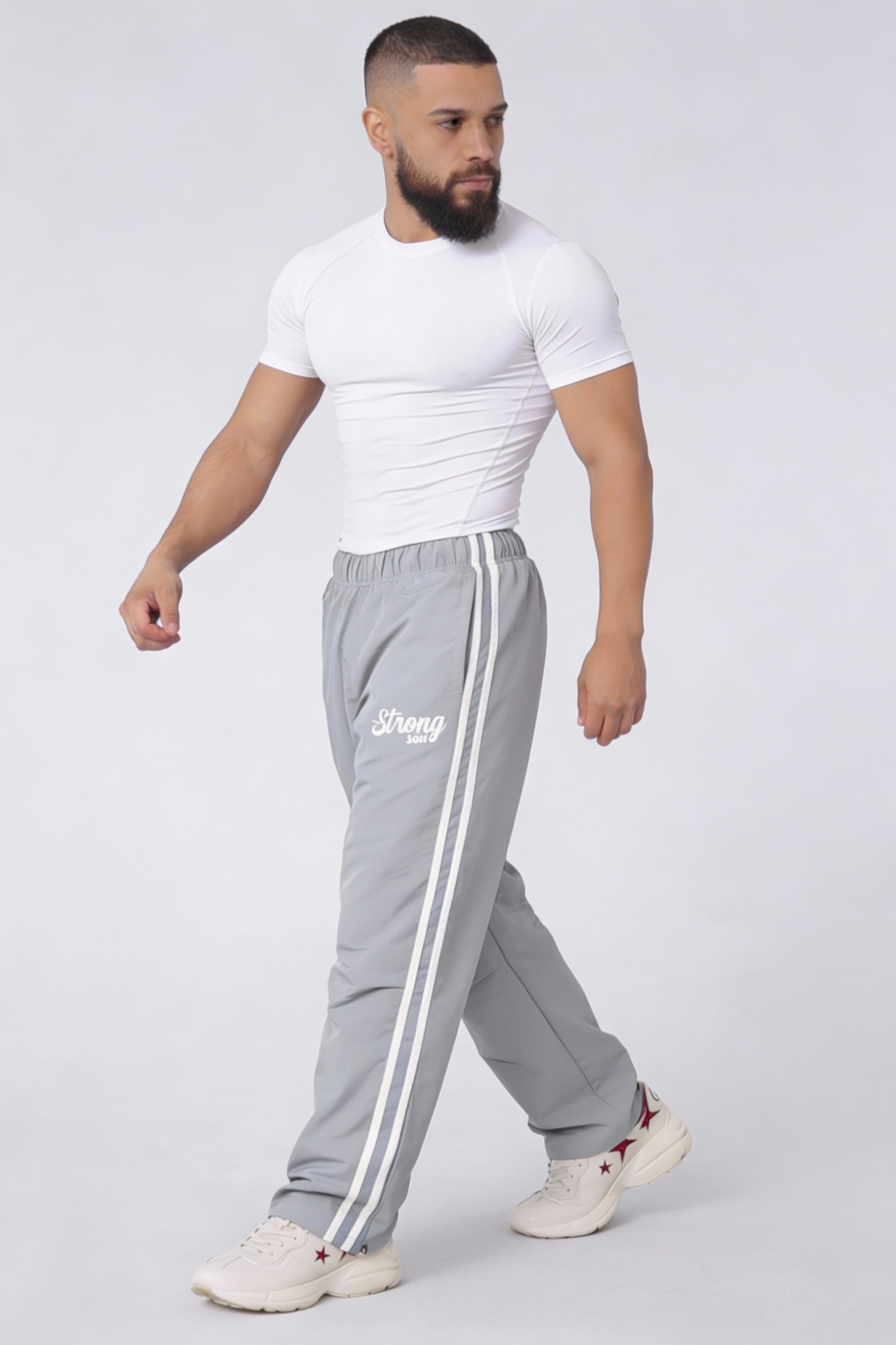 TS101 - Light Grey - Flagship TrackSuit Polyester Strong Soul Track Pants
