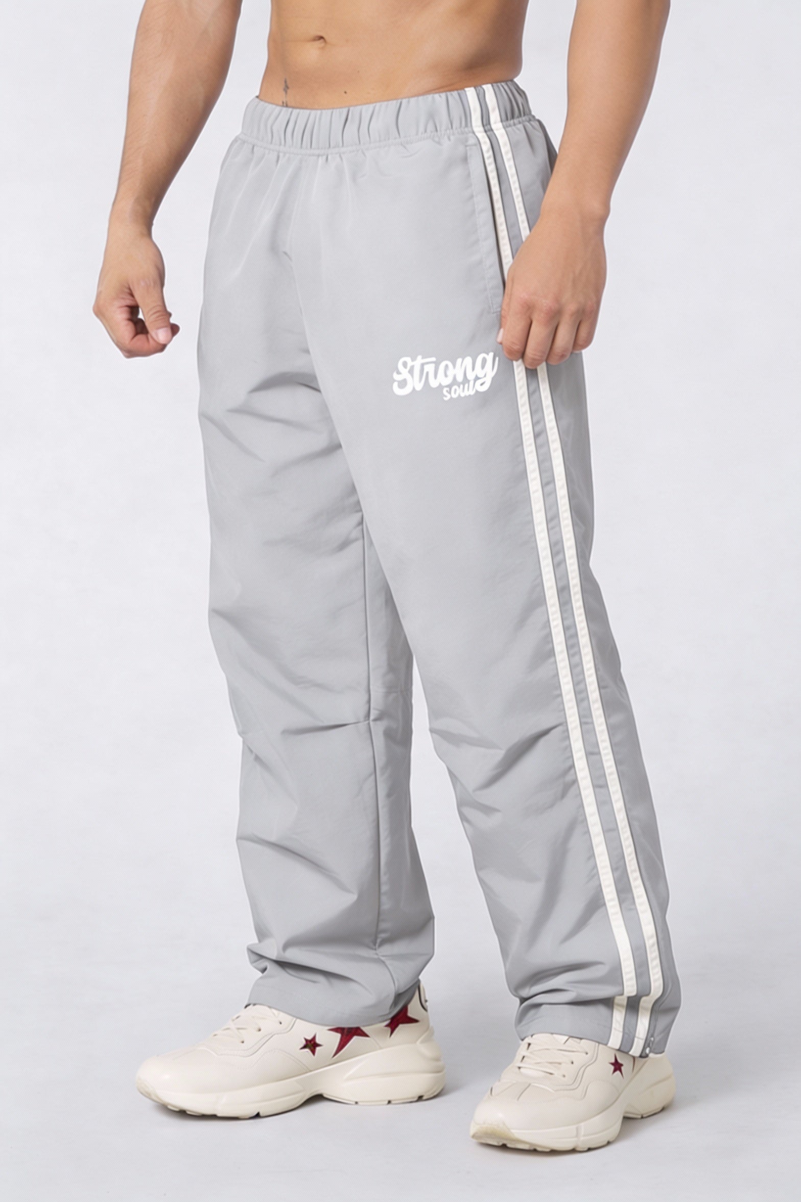 TS101 - Light Grey - Flagship TrackSuit Polyester Strong Soul Track Pants