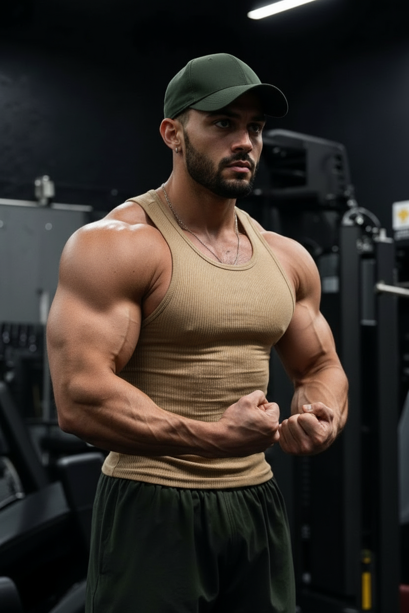 Army Green - T111 - Rib Gym Tank Top Strong Soul Tanks