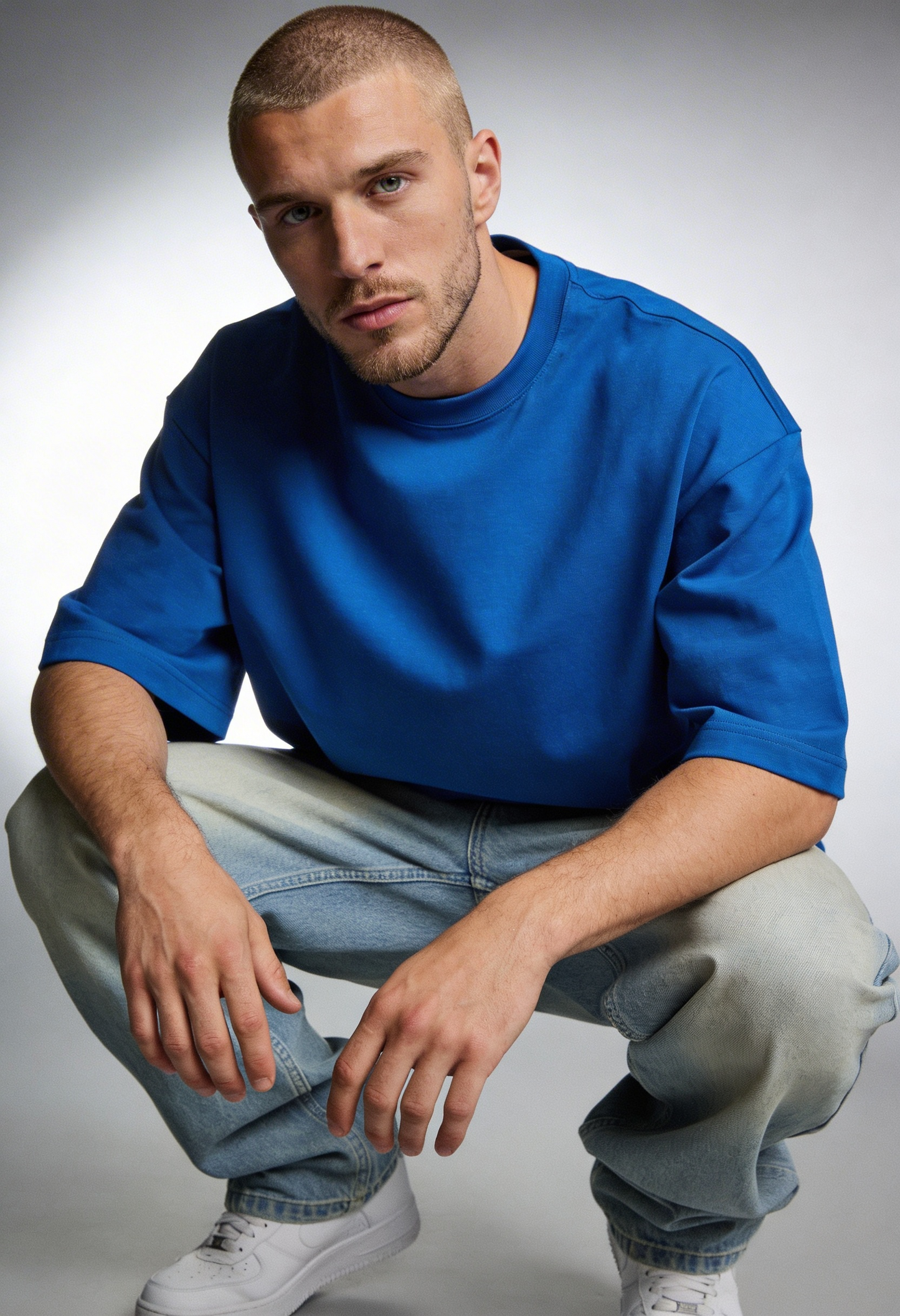 Plain - T-Shirt - Royal Blue - Oversized