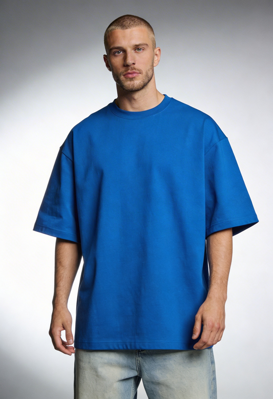 Plain - T-Shirt - Royal Blue - Oversized