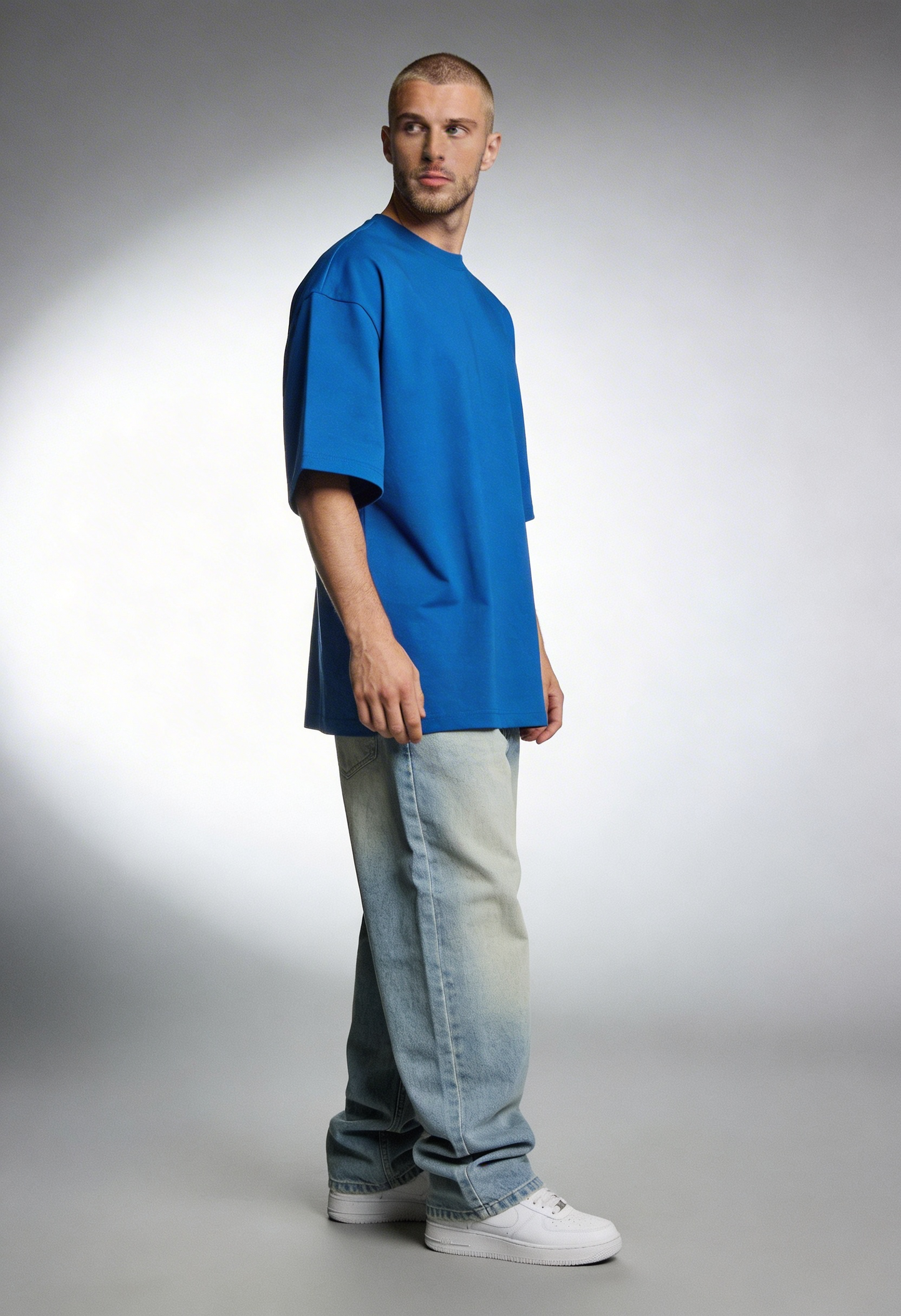 Plain - T-Shirt - Royal Blue - Oversized