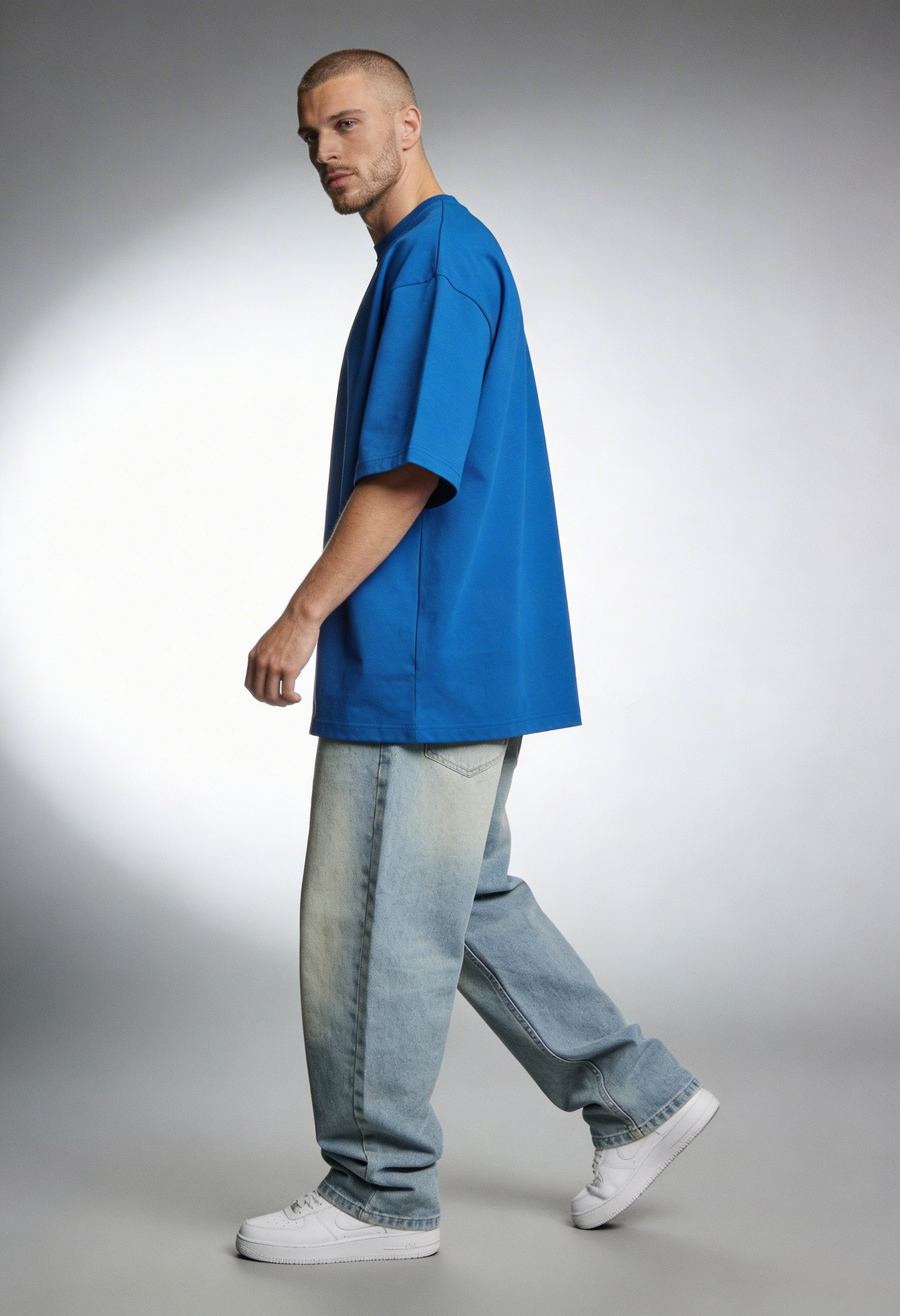 Plain - T-Shirt - Royal Blue - Oversized