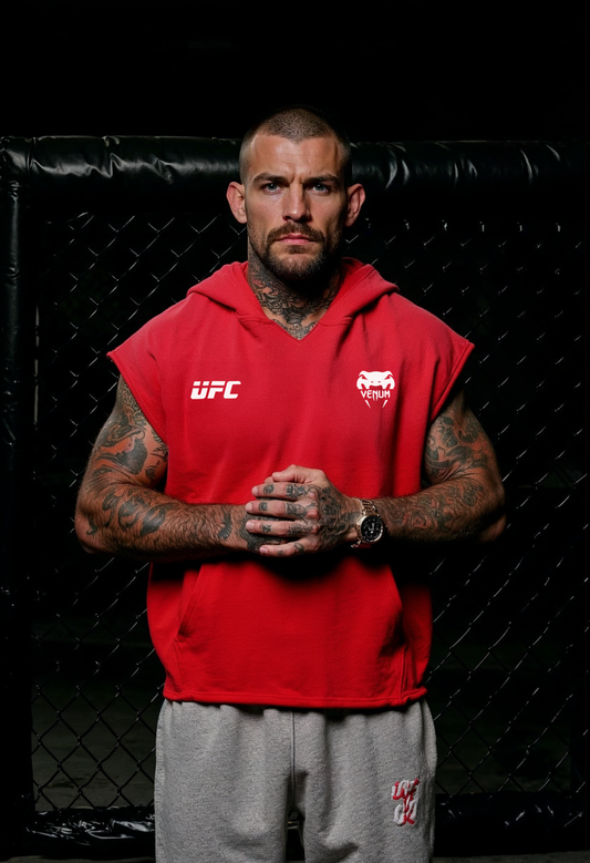 Red - T108 - Fighting Champ - Gym Cut Offs Hoodie 350GSM
