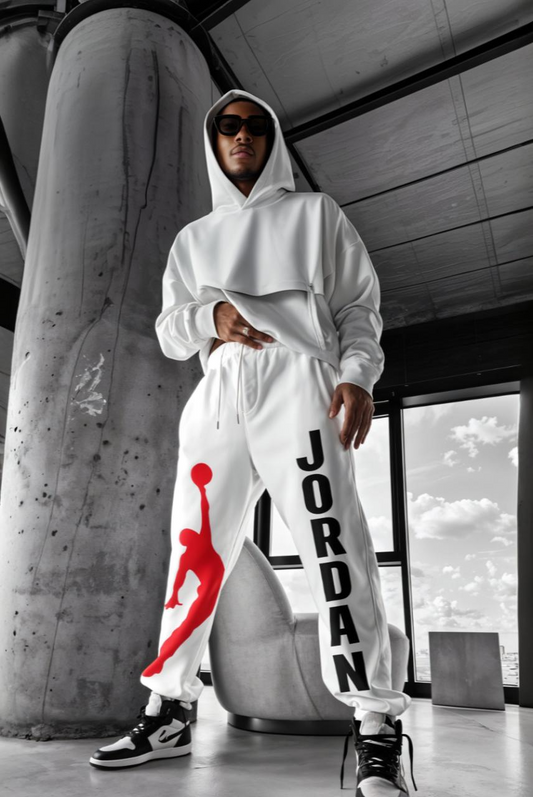 Front Jordan - Sweatpants - White Cotton Fleece 104