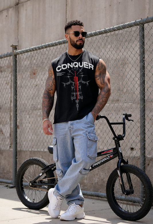 Black - T104 - Unchained - Crop Cut-Offs Strong Soul Tanks