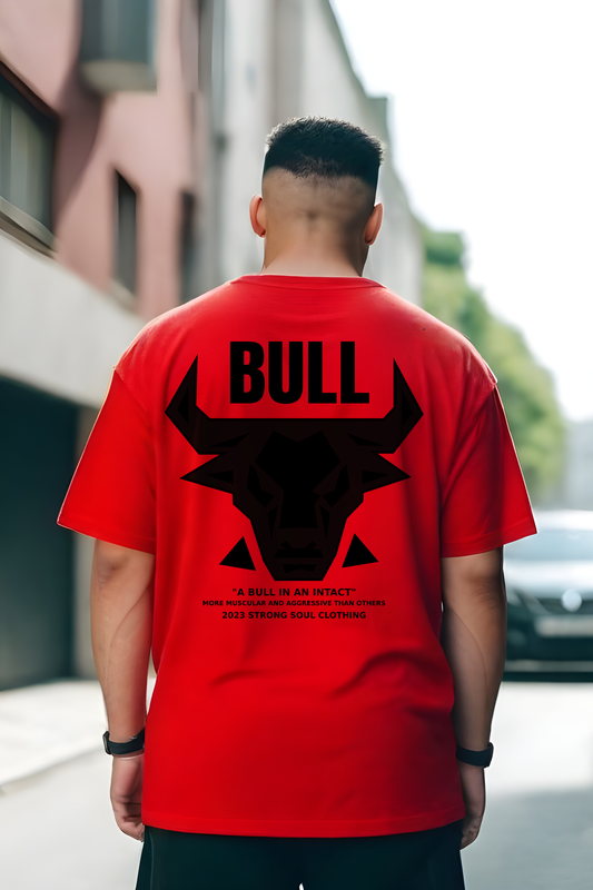 Bull - Red - Gym Oversized T Shirt Strong Soul Shirts & Tops