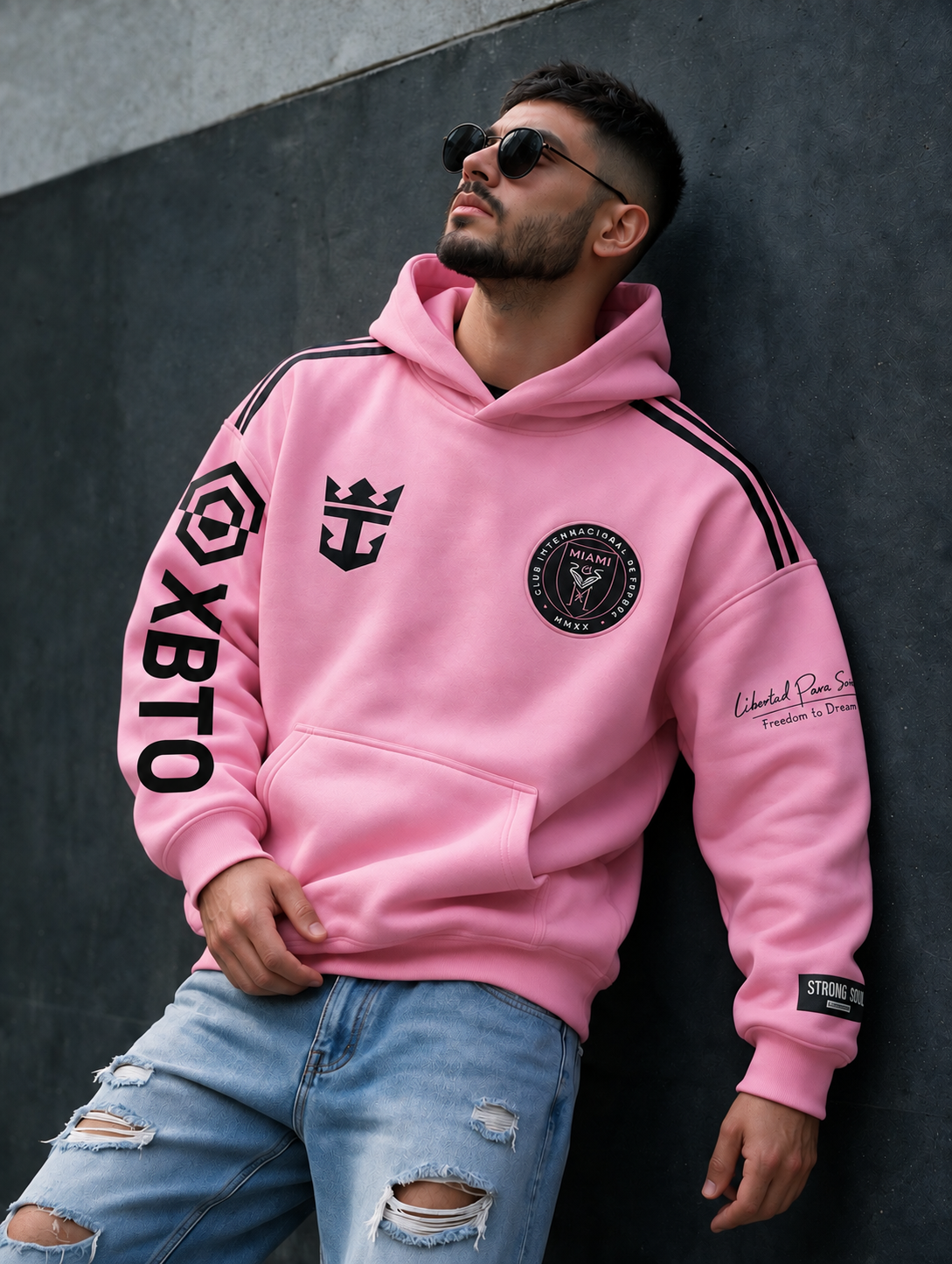 Pink - Football Goat 10 - Oversized Hoodie 400 GSM