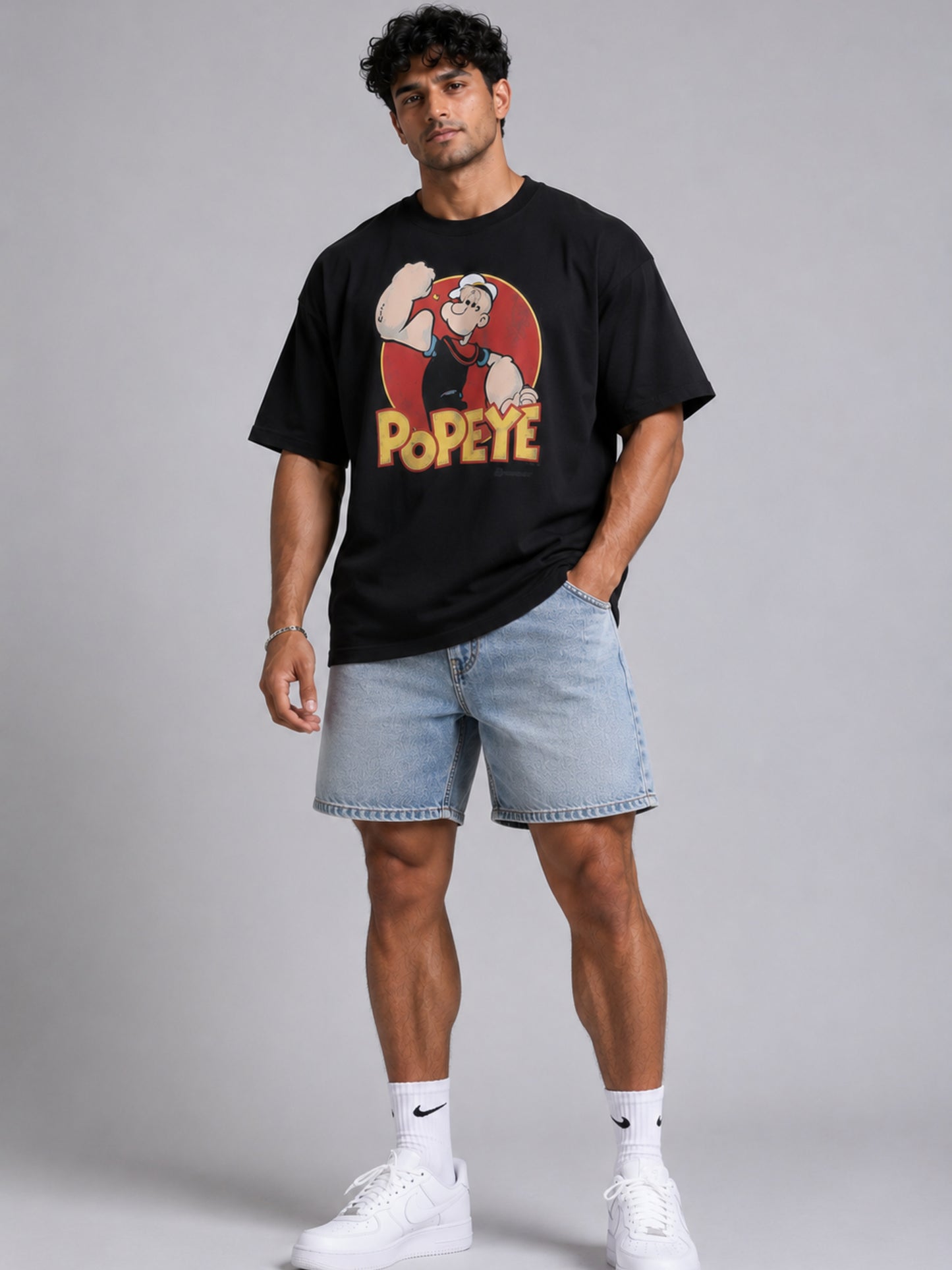 T-Shirt - Black - Popeye - Oversized