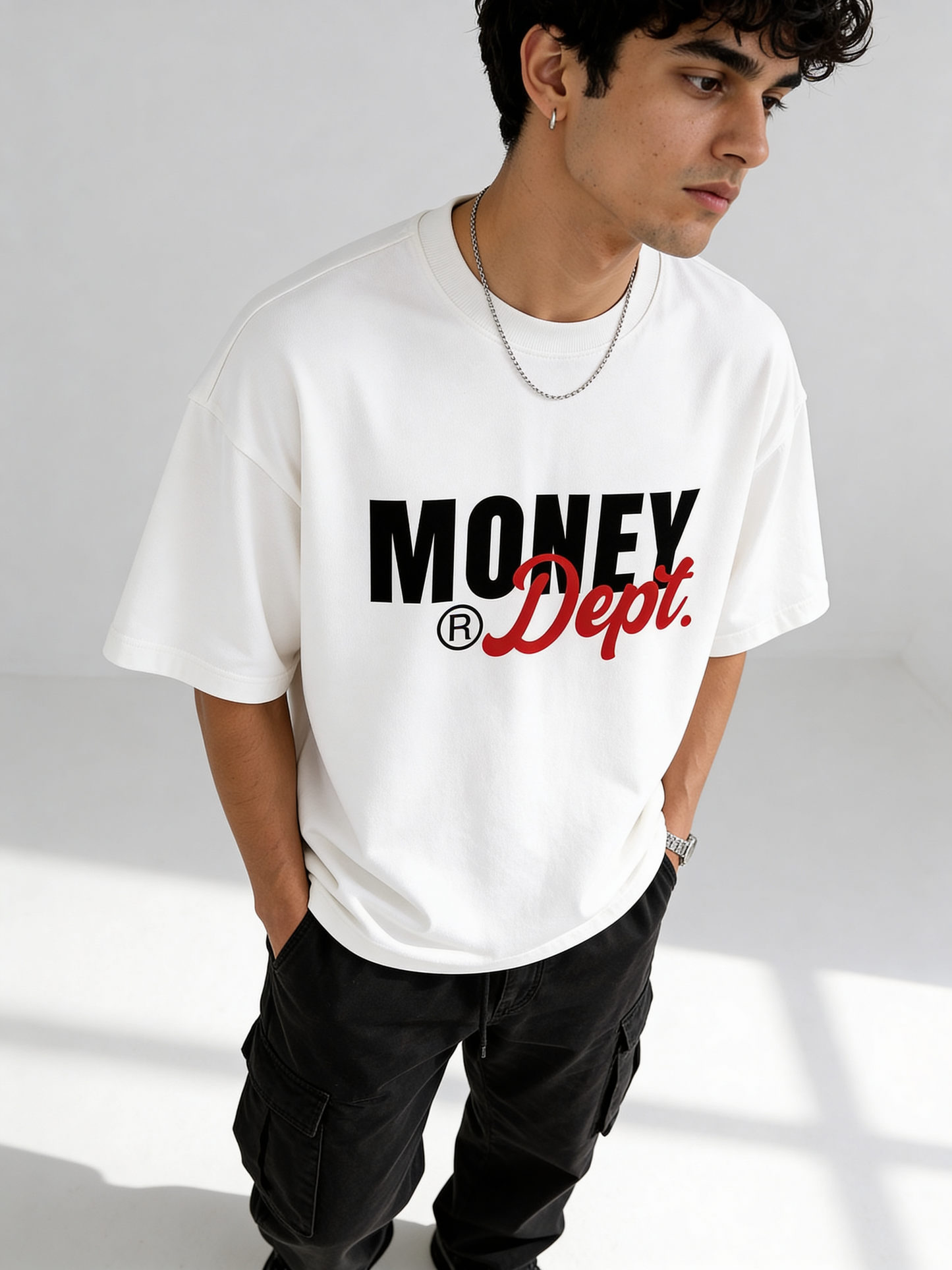 T-Shirt - White - Money Dept - Oversized (Copy) Strong Soul Shirts & Tops
