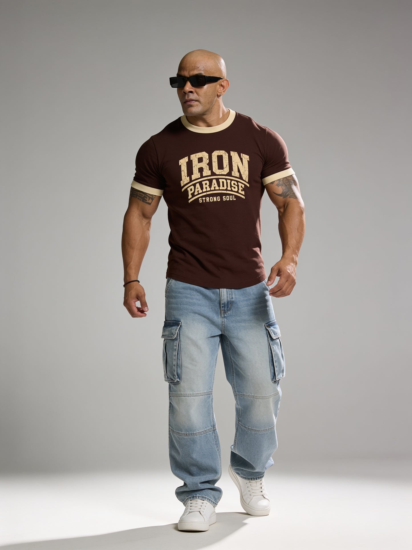 Coffee Brown Cream - Iron Paradise - Ringer T-Shirt