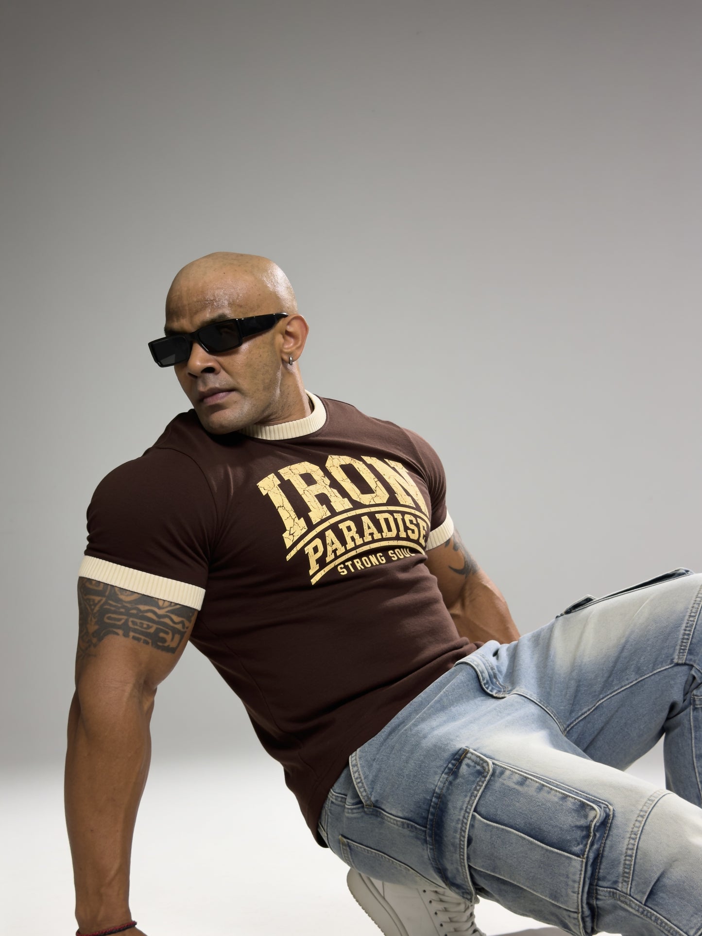 Coffee Brown Cream - Iron Paradise - Ringer T-Shirt