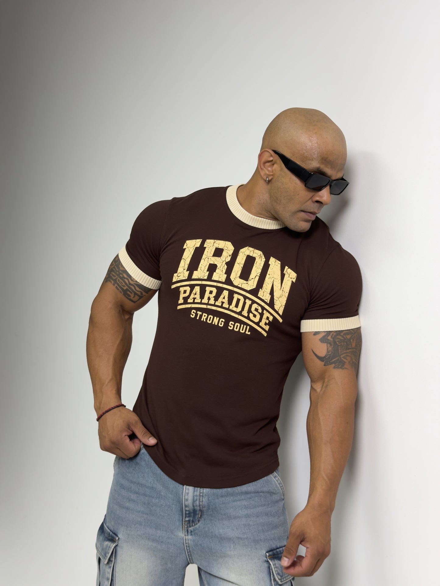 Coffee Brown Cream - Iron Paradise - Ringer T-Shirt