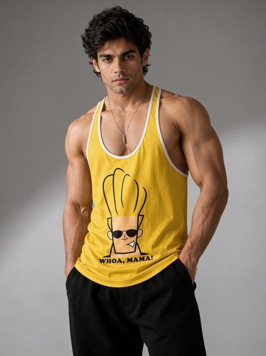 Yellow - T109 - Whao Mama - Gym Tank Top