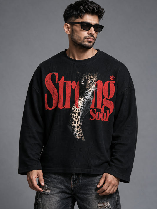 Black - Leopard - Waffle Long Sleeve