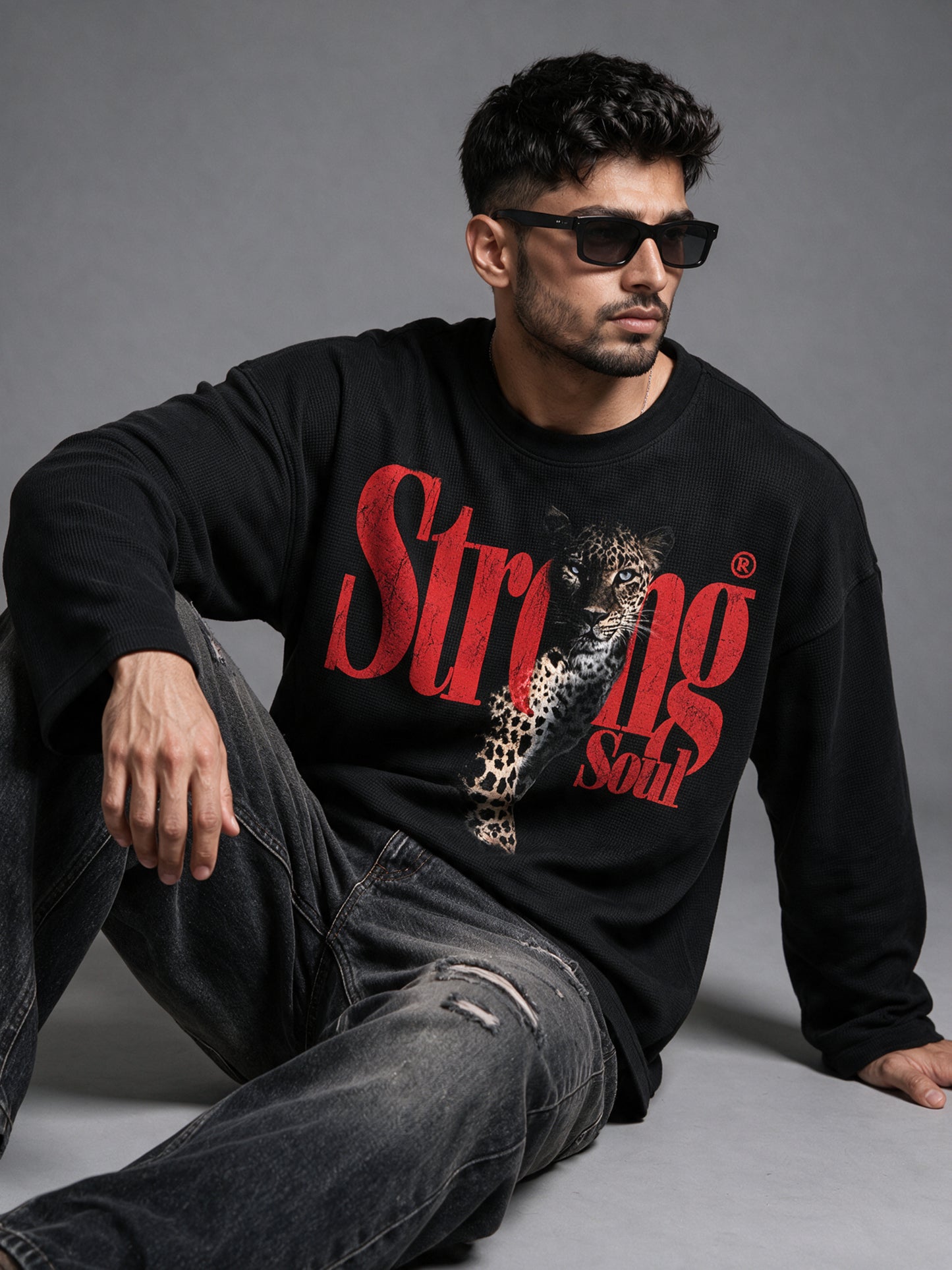 Black - Leopard - Waffle Long Sleeve