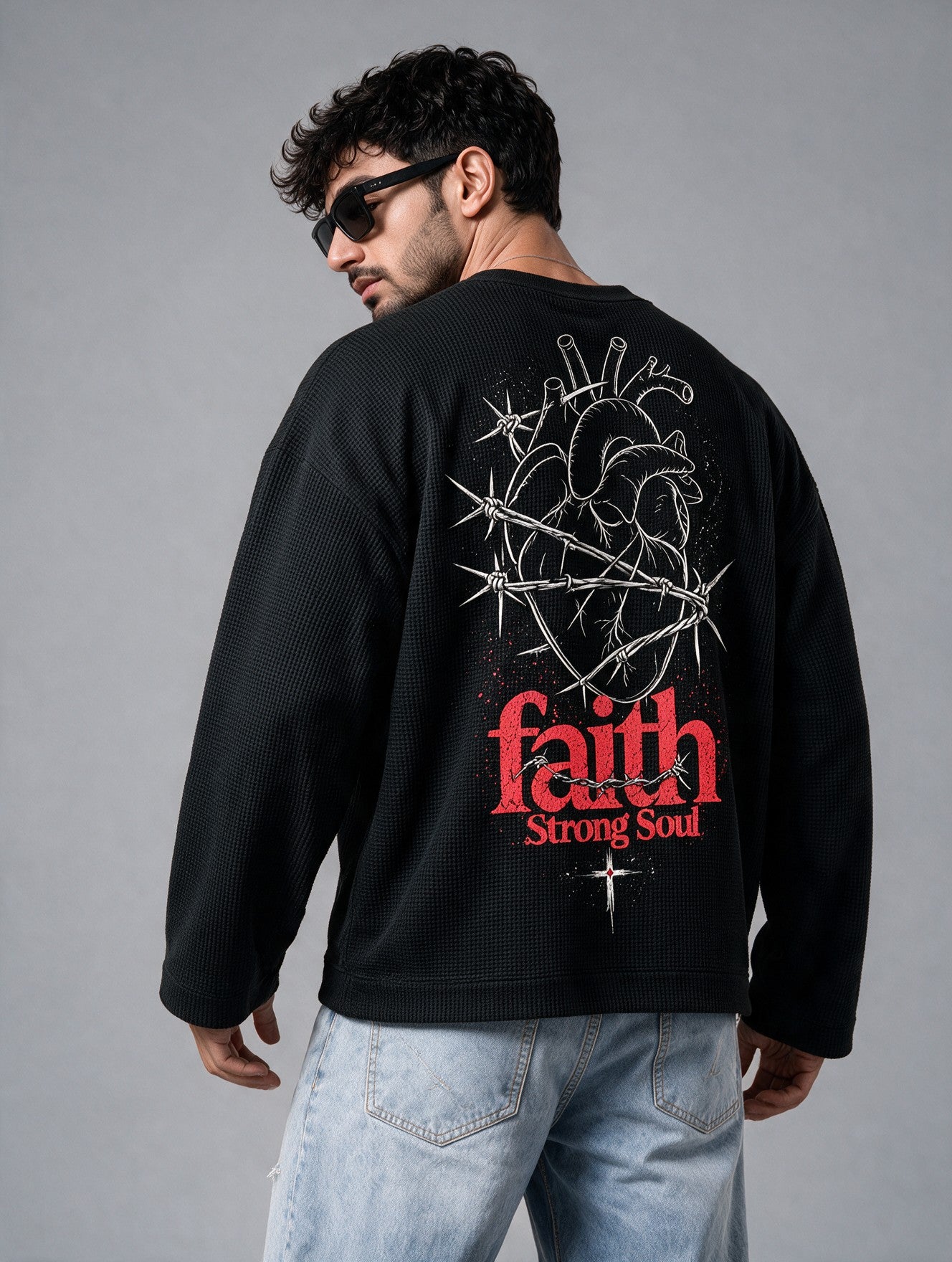 Black - Faith - Waffle Long Sleeve
