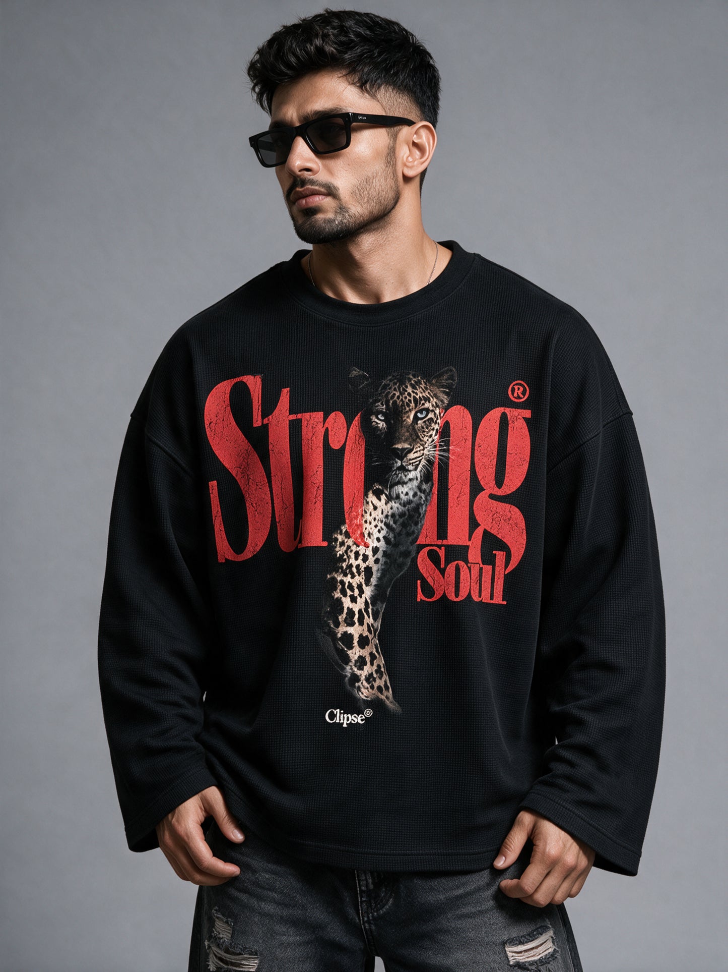 Black - Leopard - Waffle Long Sleeve