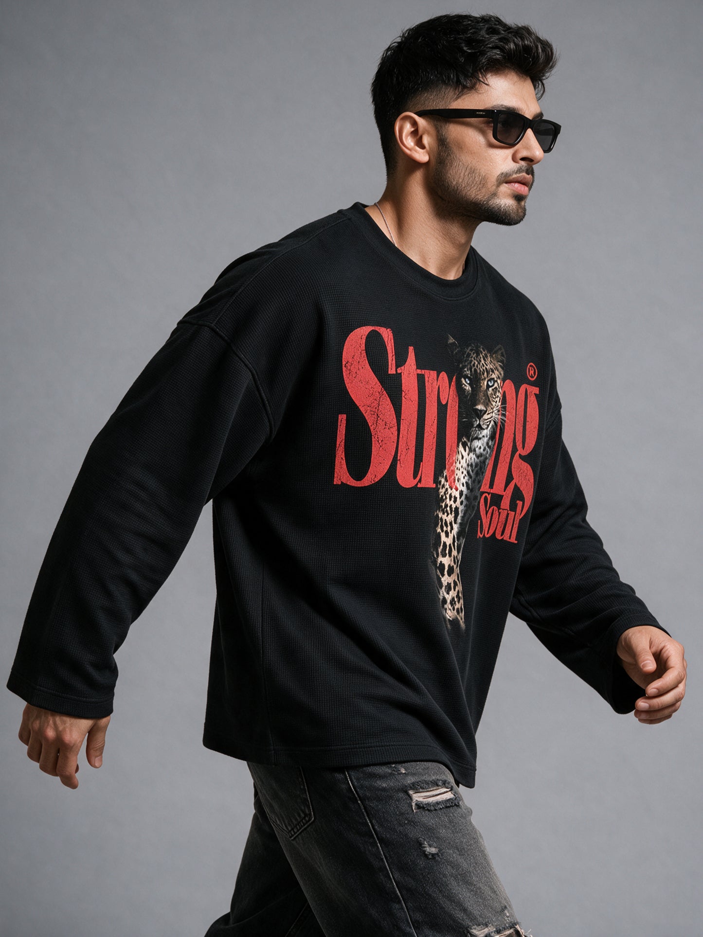 Black - Leopard - Waffle Long Sleeve