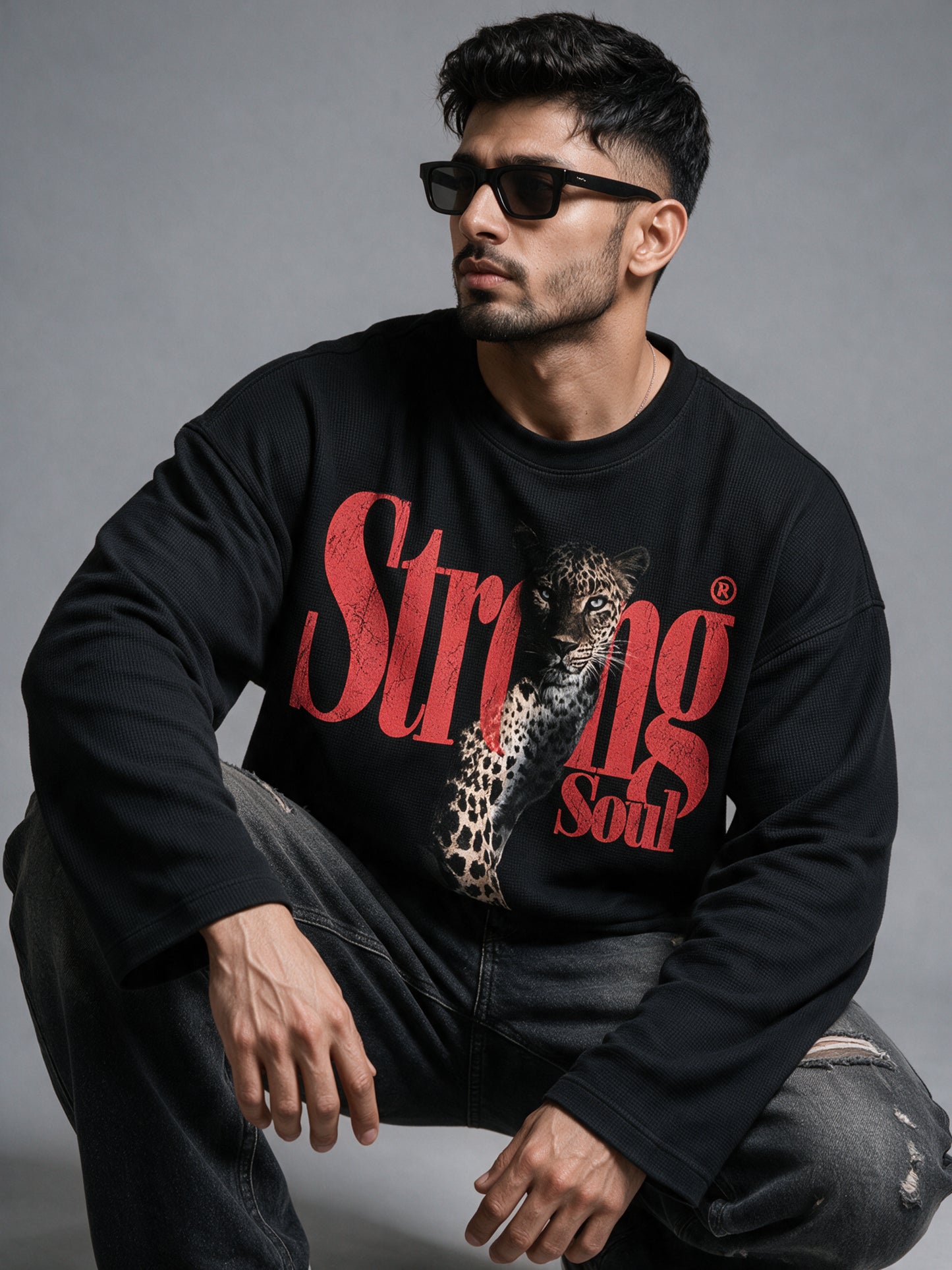 Black - Leopard - Waffle Long Sleeve