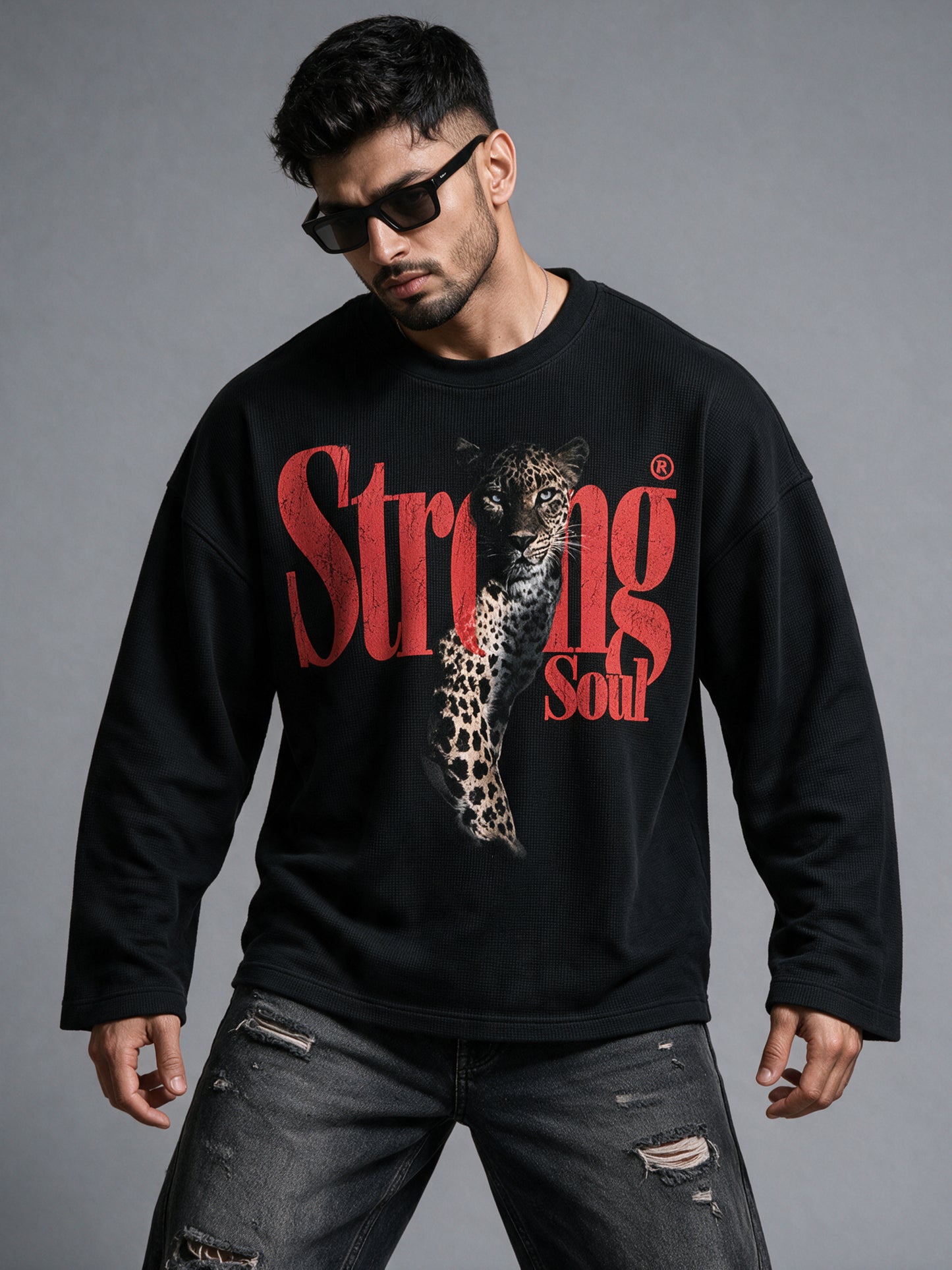 Black - Leopard - Waffle Long Sleeve