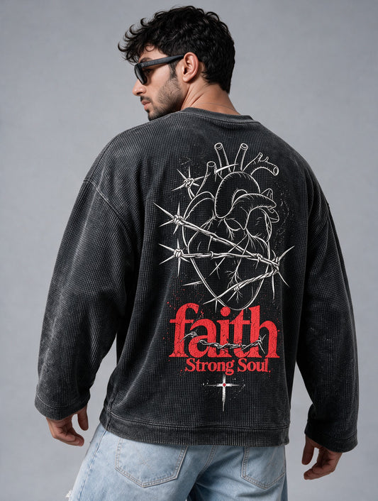 Charcoal Grey - Faith - Waffle Long Sleeve