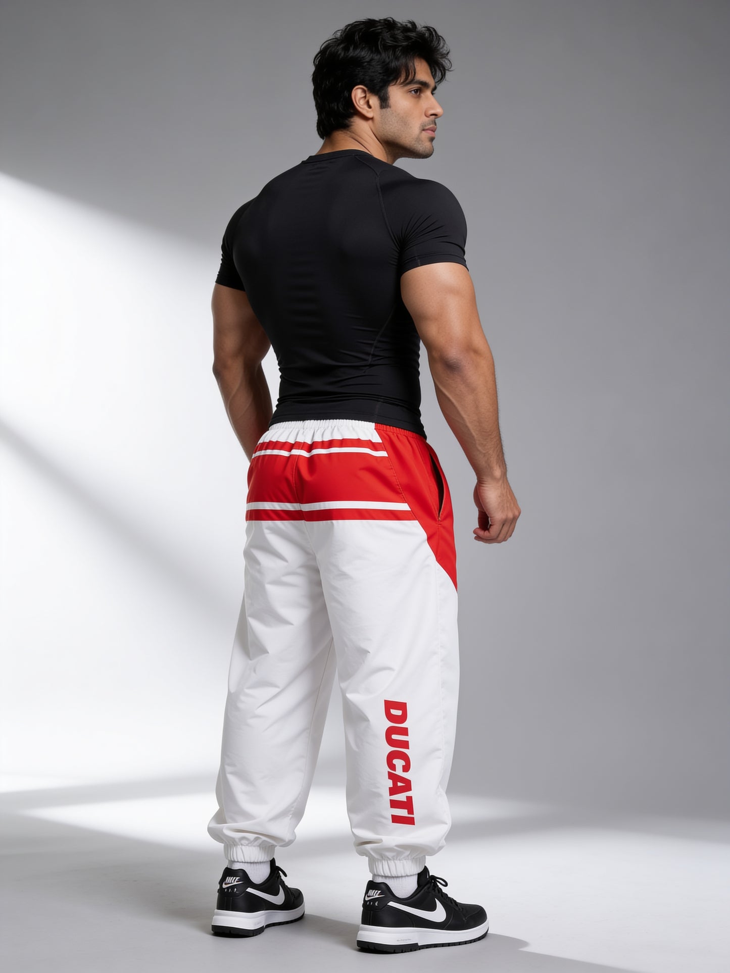 P111 - White - Racing Track Pants