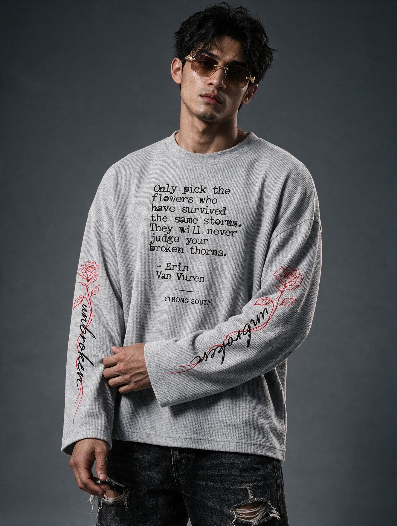Grey - Unbroken - Waffle Long Sleeve