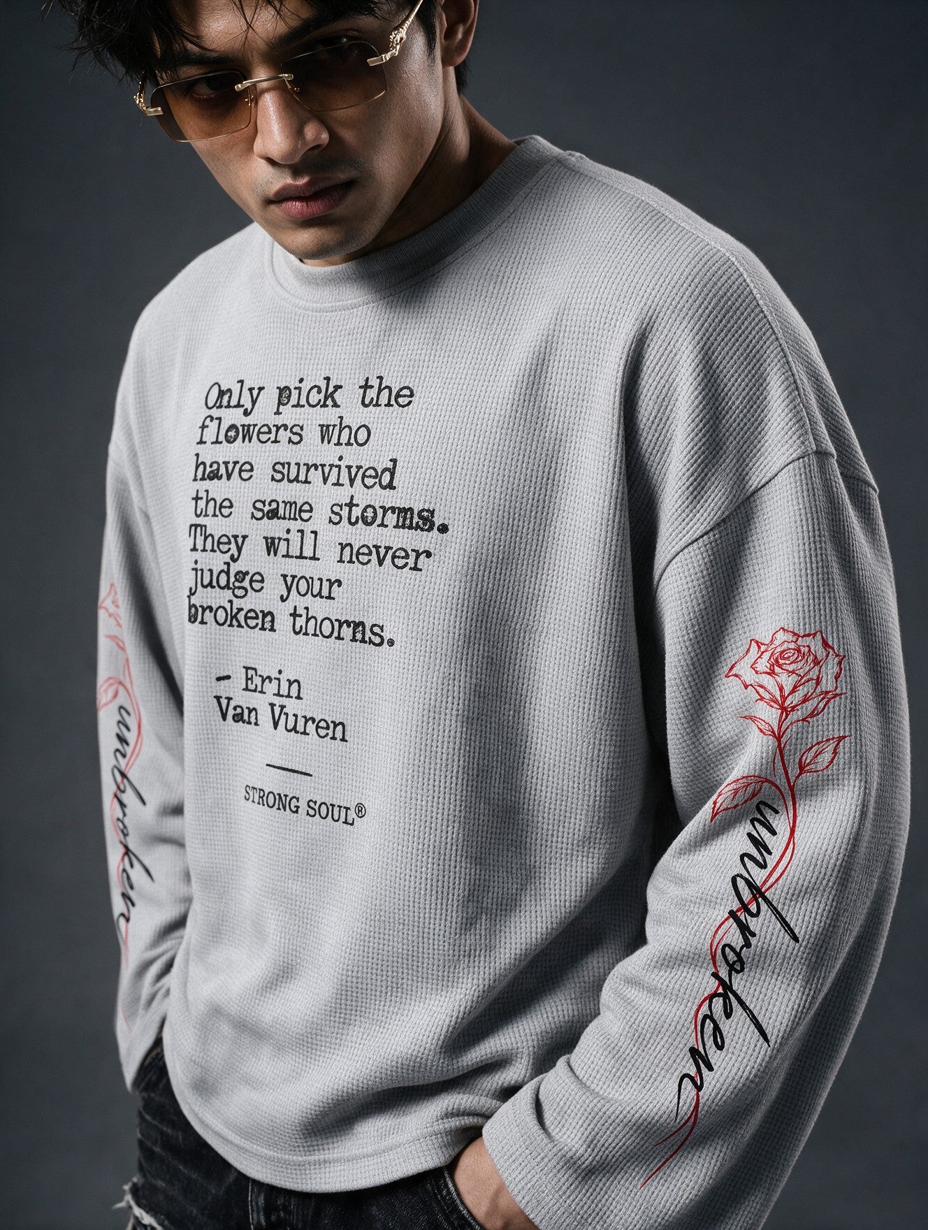 Grey - Unbroken - Waffle Long Sleeve