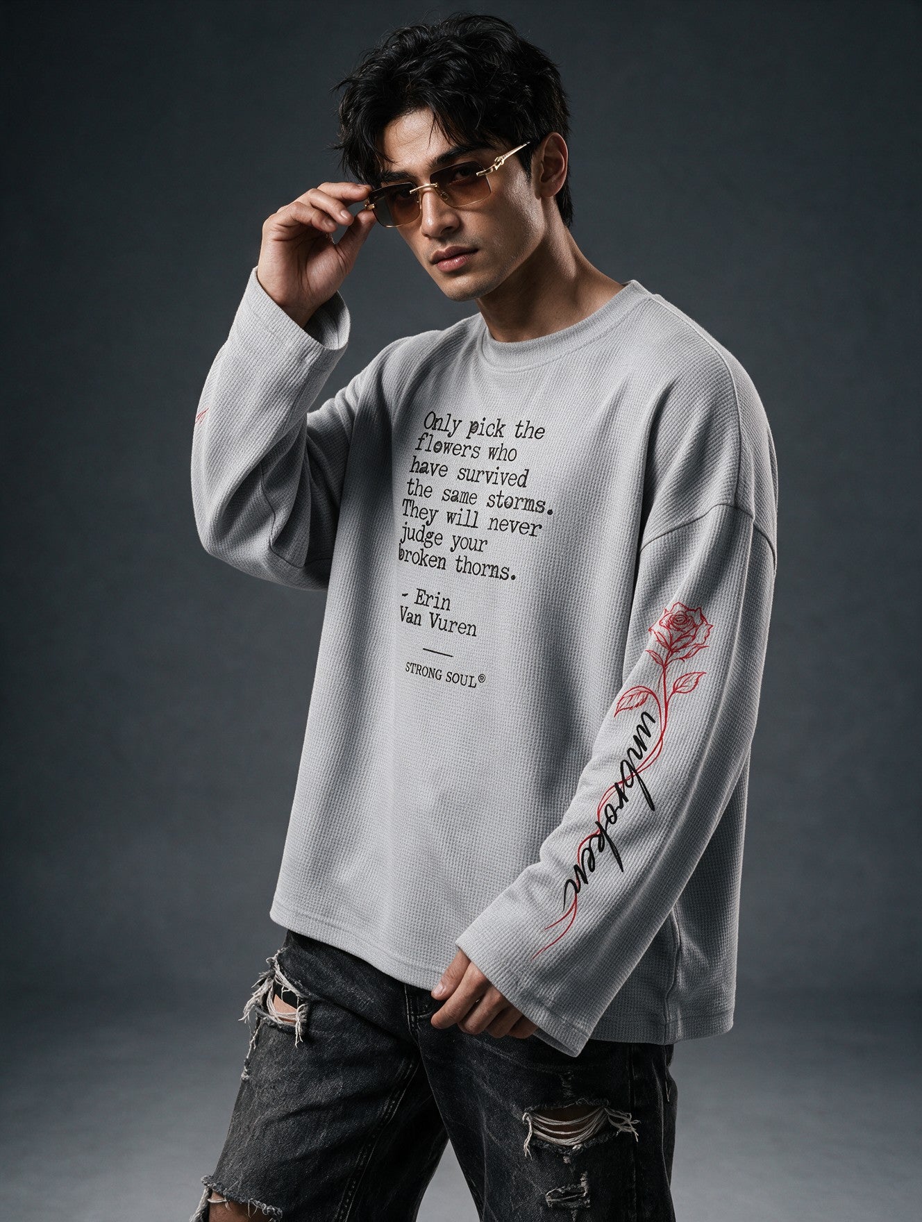 Grey - Unbroken - Waffle Long Sleeve